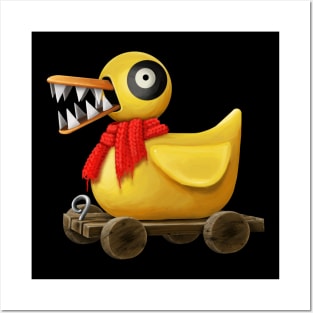 Evil Wooden Duck Toy with Scarf Posters and Art